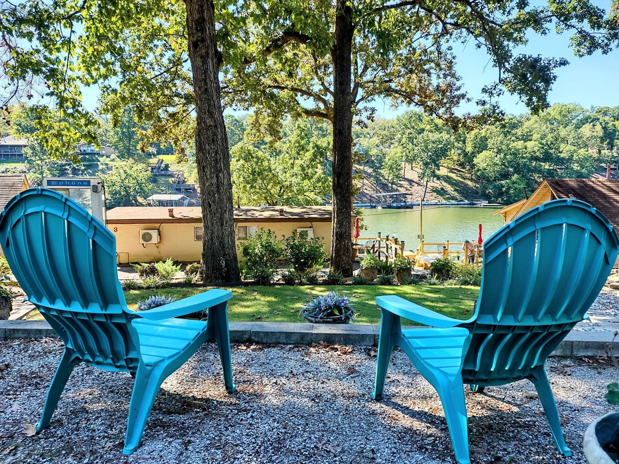 Blue adirondack chairs